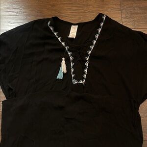 Black Tunic with Geometric Trim